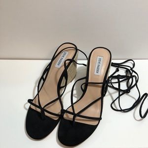 Steve Madden- Strappy Black Espadrille Wedge